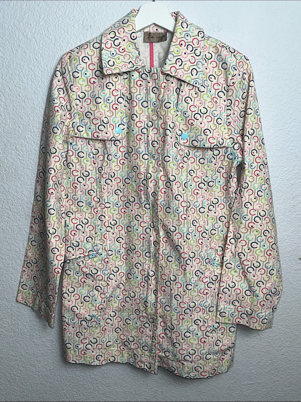 Full Zip Jacket Long Sleeve Pockets Womens Medium Cotton I.E. Relaxed